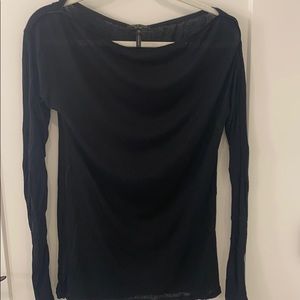 Rag & Bone Black Scoop Ribbed Long Sleeve - L